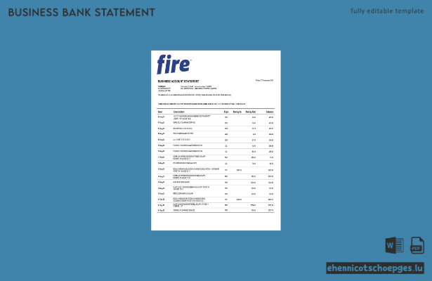 Beispiel für die Unternehmenserklärung von Fire Financial Services Limited im Word- und PDF-Format